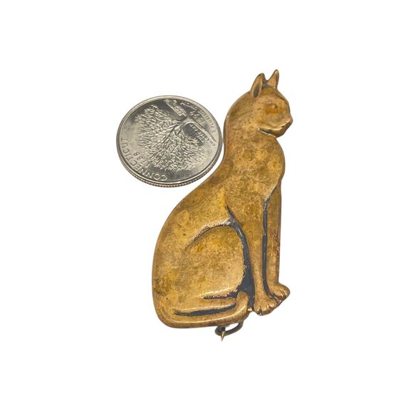 Vintage Brass Cat Brooch Pin - Picture 7 of 7